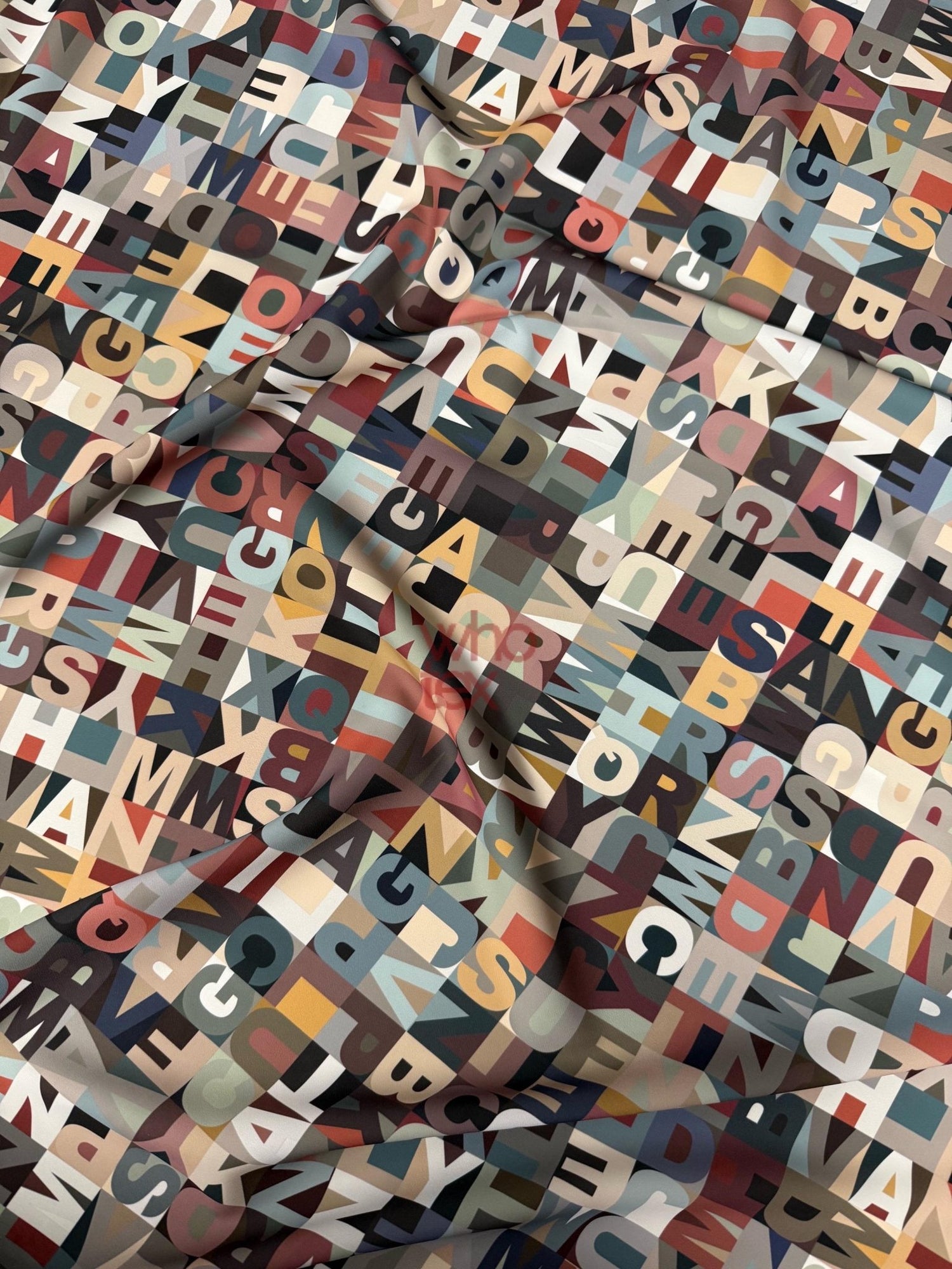 Modern Alphabet Pattern Fabric - Colorful Typography Design Fabric By The Yard - Whotex Online Fabric Store