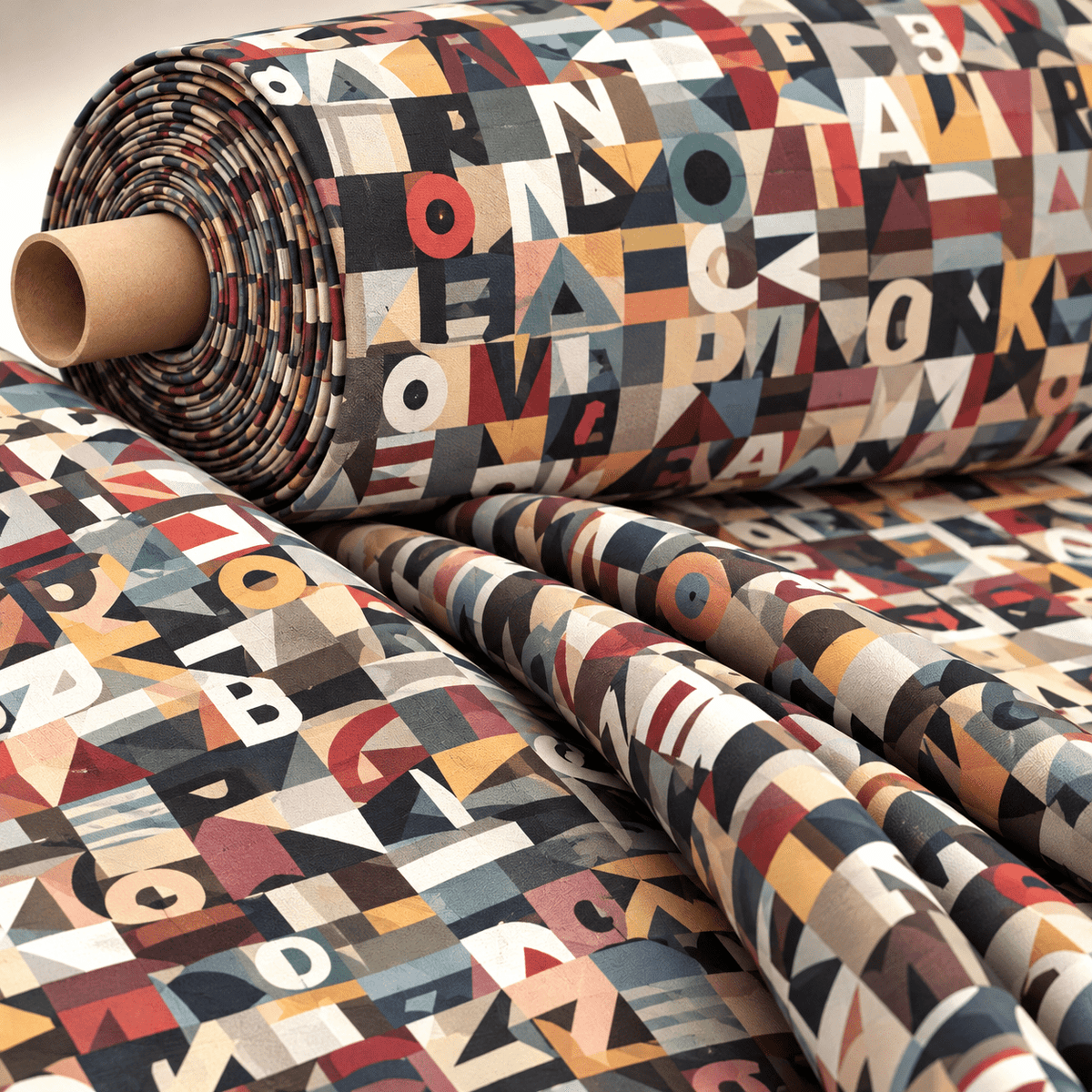 Modern Alphabet Pattern Fabric Sold by Metre - Whotex Fabrics London