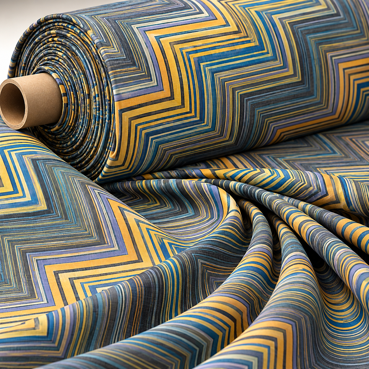 Modern Zigzag Pattern Fabric by the Metre - Whotex Fabrics London