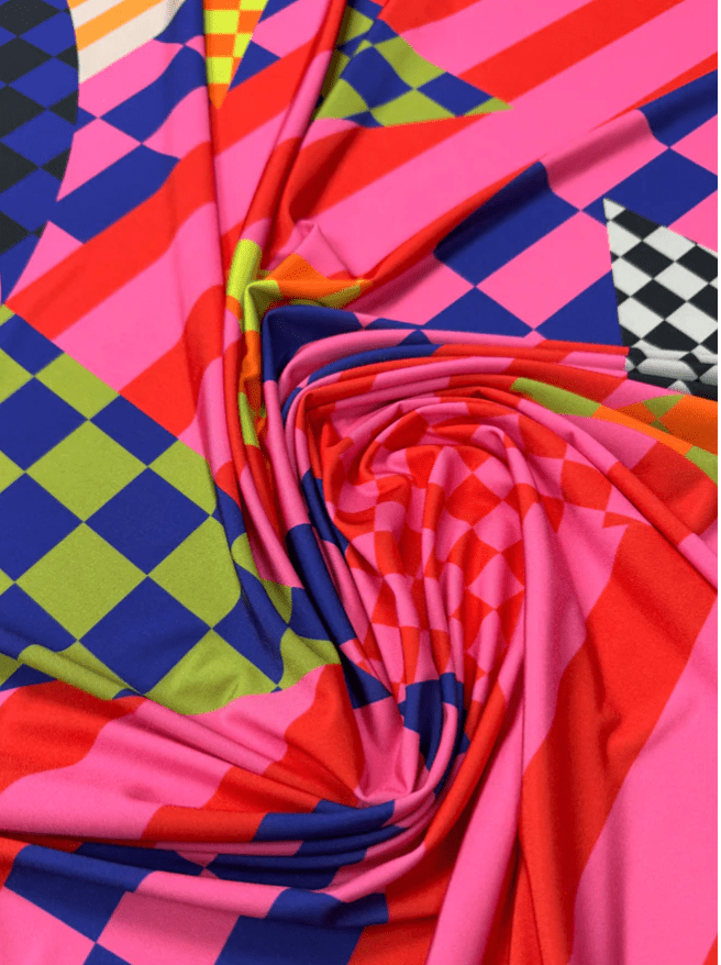 Multicolor Abstract Geometric Fabric Sold by Metre - Whotex Fabrics London
