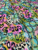 Multicolor Leopard Pattern Sequin Fabric, 2 - Way Stretch Sequin Fabric By The Yard - Whotex Online Fabric Store