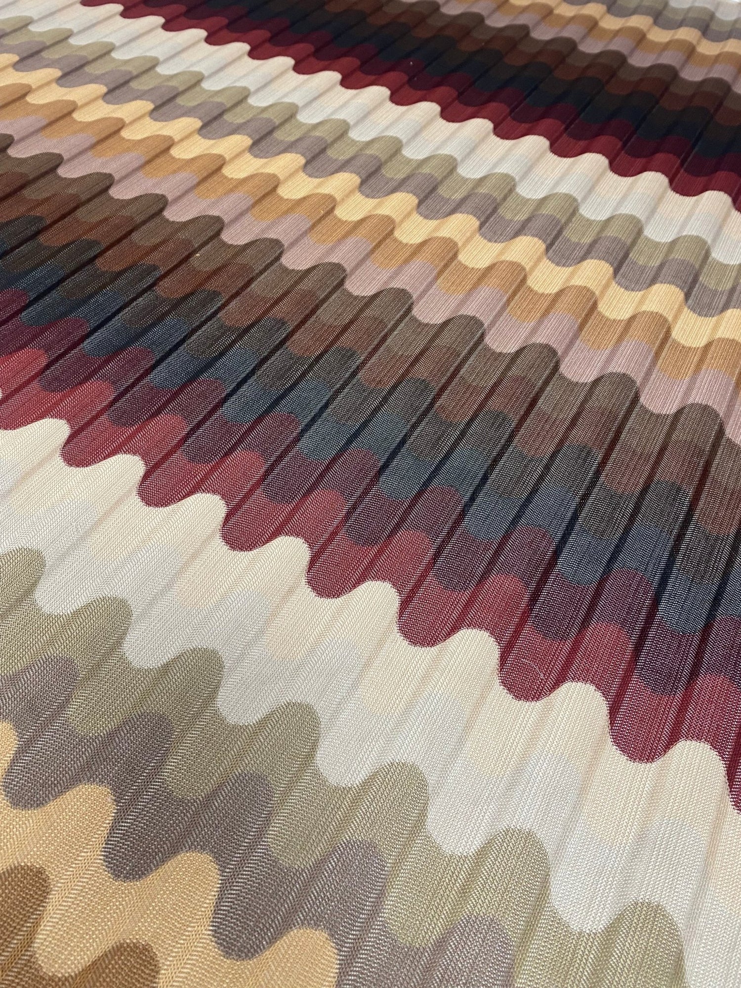 Multicolor Pleated Wave Fabric – Textured Zigzag Knit Material - Whotex Online Fabric Store