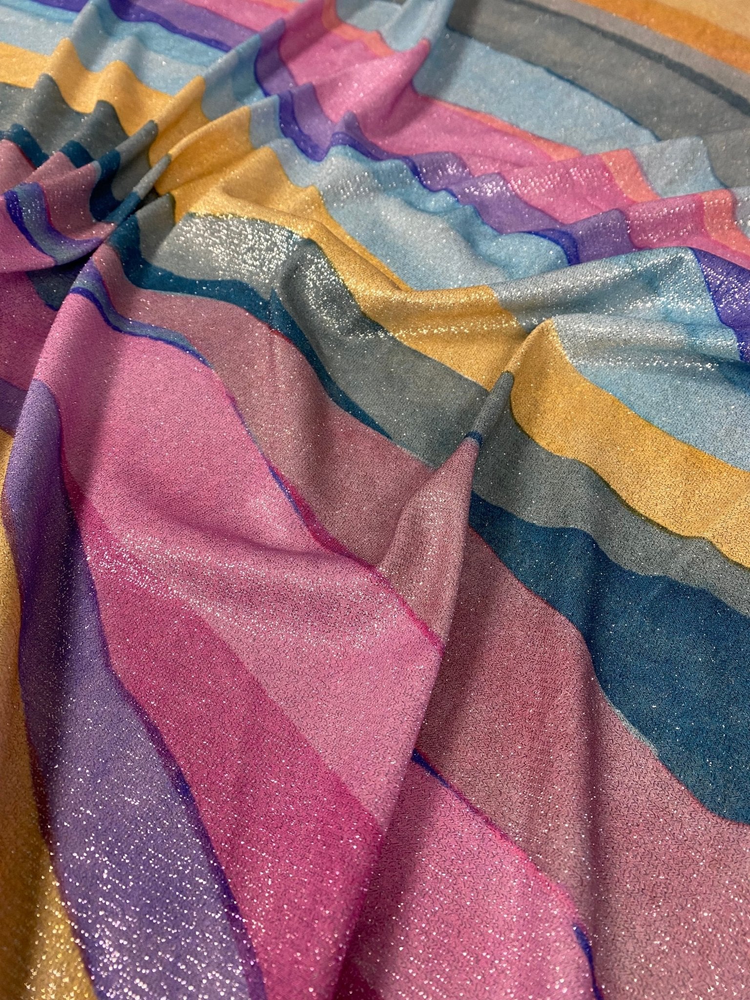 Multicolor Shimmer Lurex Fabric with Glitter and 2 - Way Stretch - Whotex Online Fabric Store