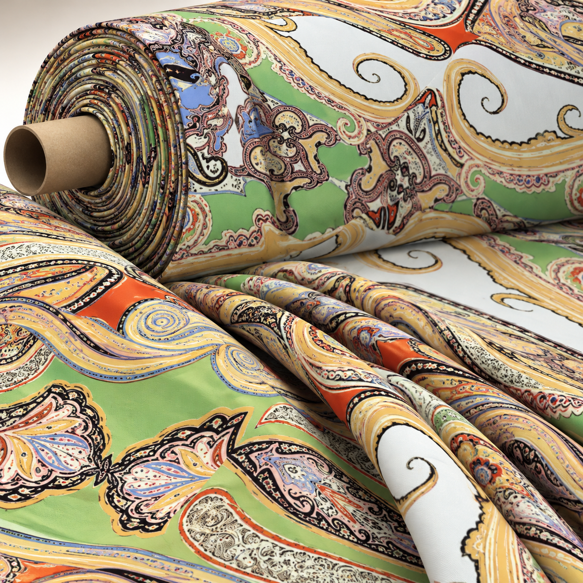 Multicolor Vintage Bohemian Textile with Baroque Details Fabric Sold by Metre - Whotex Fabrics London