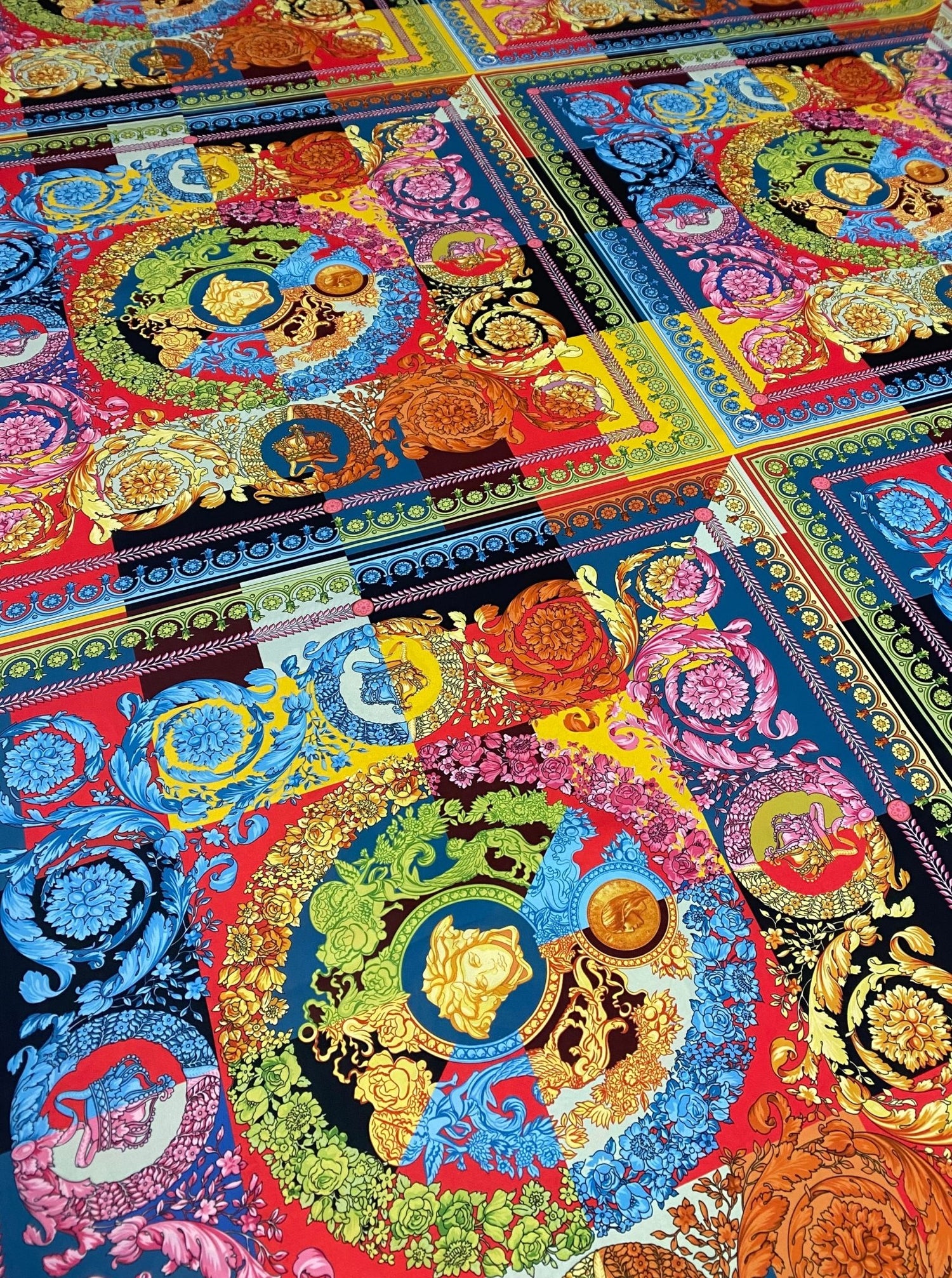 Multicolour Baroque Crepe Fabric by the Metre - Whotex Fabrics London