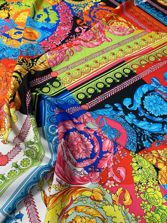 Multicolour Baroque Crepe Fabric by the Metre - Whotex Fabrics London