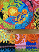 Multicolour Baroque Crepe Fabric by the Metre – Vibrant Style - Whotex Fabrics London