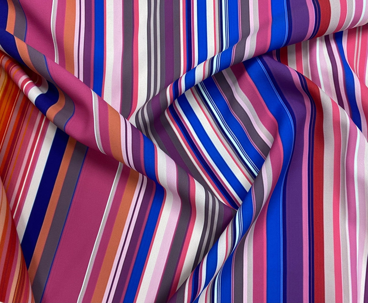 Multicolour Striped Shimmer Fabric by the Metre - Whotex Fabrics London