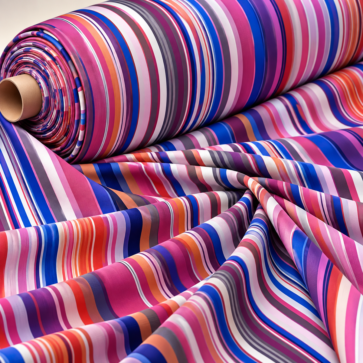 Multicolour Striped Shimmer Fabric by the Metre - Whotex Fabrics London