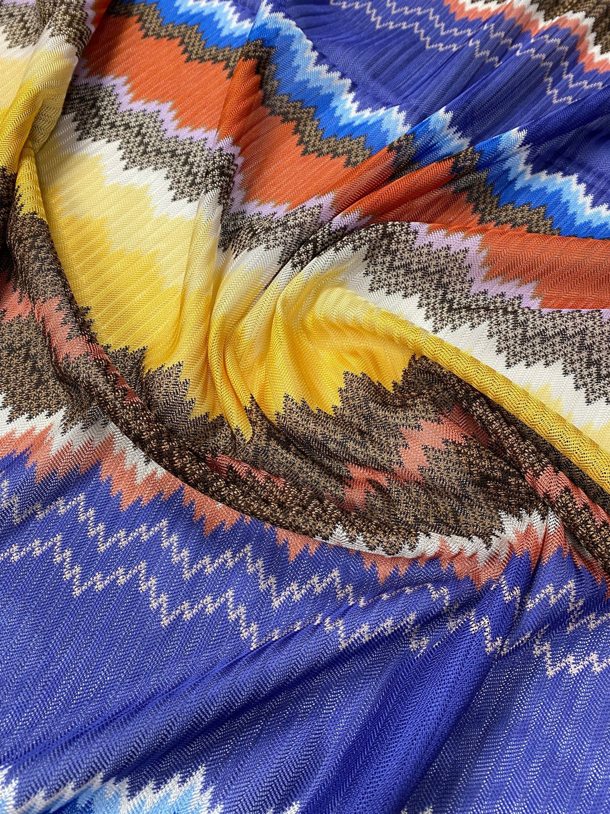 Multicolour Striped Zigzag Mesh Fabric by the Metre - Whotex Fabrics London