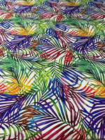 Multicolour Tropical Leaf Print Fabric by the Metre - Whotex Fabrics London