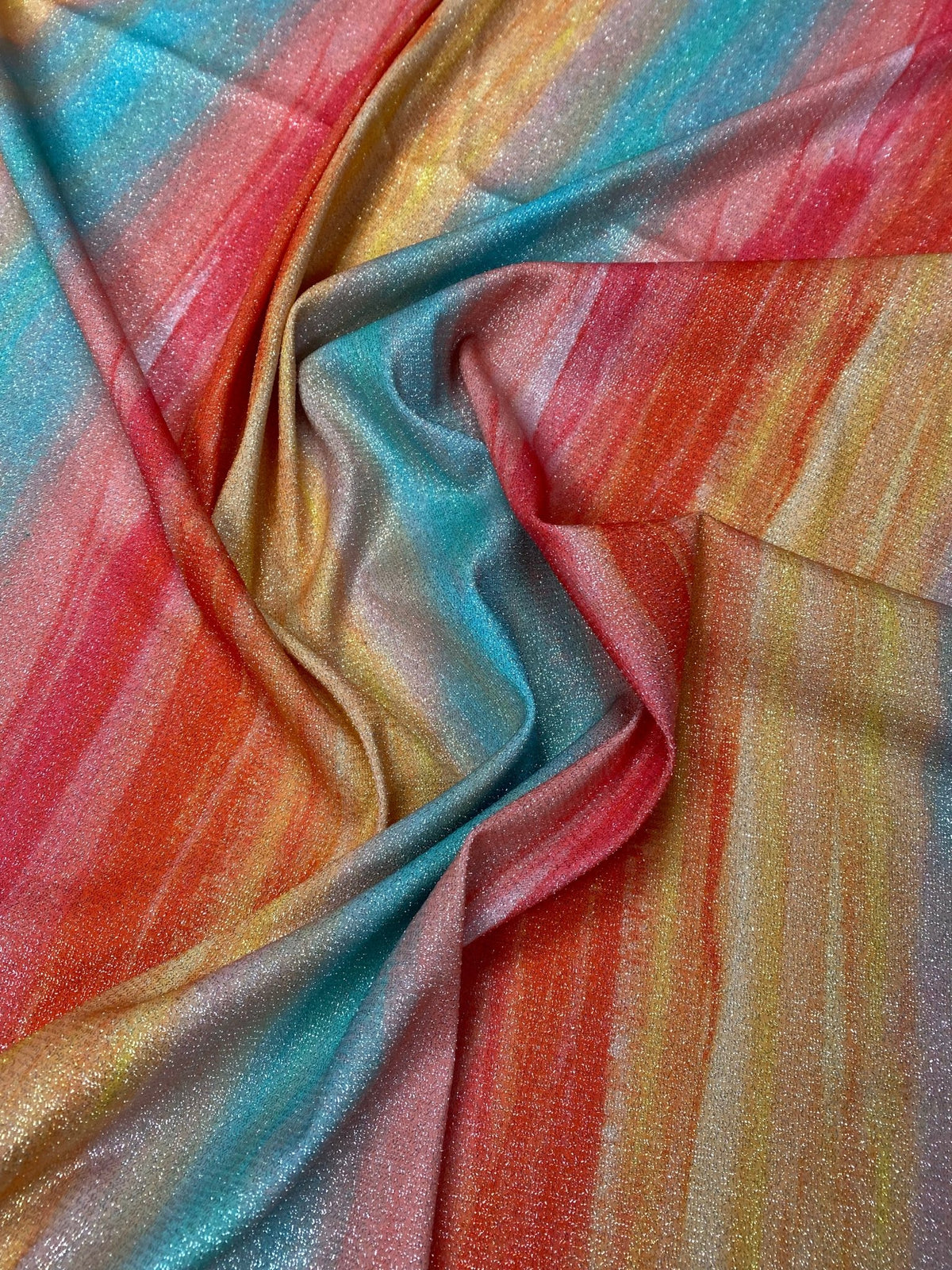 Multicolour Watercolour Lurex Fabric by the Metre - Whotex Fabrics London