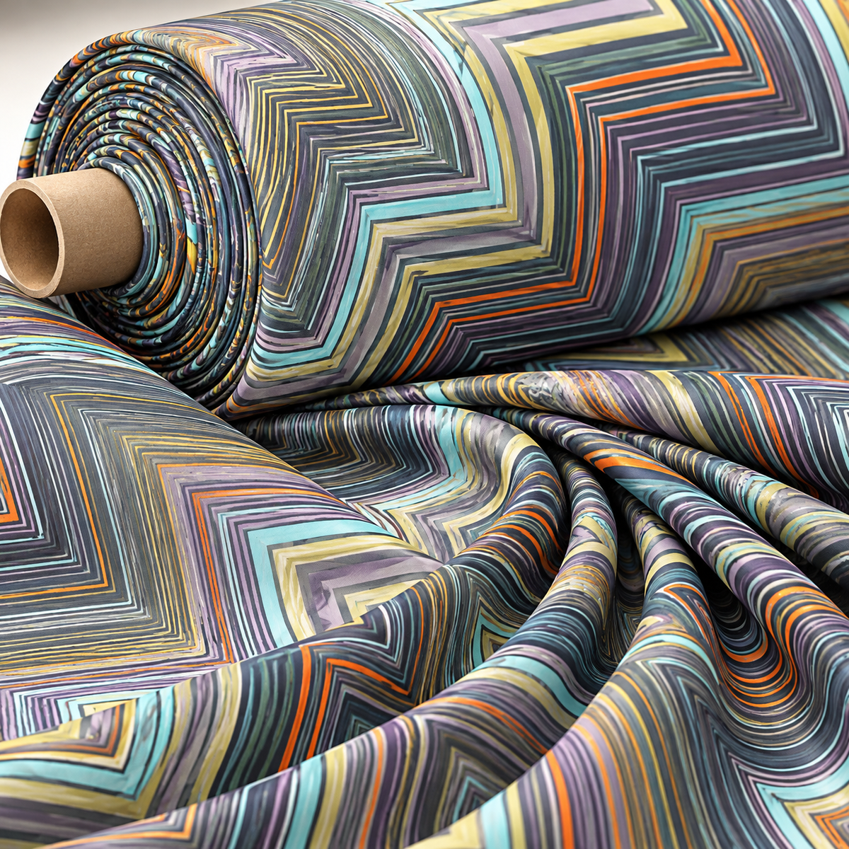 Multicolour Zigzag Pattern Fabric by the Metre - Whotex Fabrics London