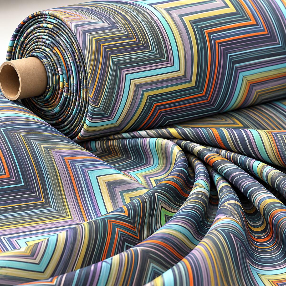 Multicolour Zigzag Print Fabric by the Metre - Whotex Fabrics London