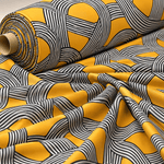 Mustard Geometric Pattern Fabric by the Metre - Whotex Fabrics London