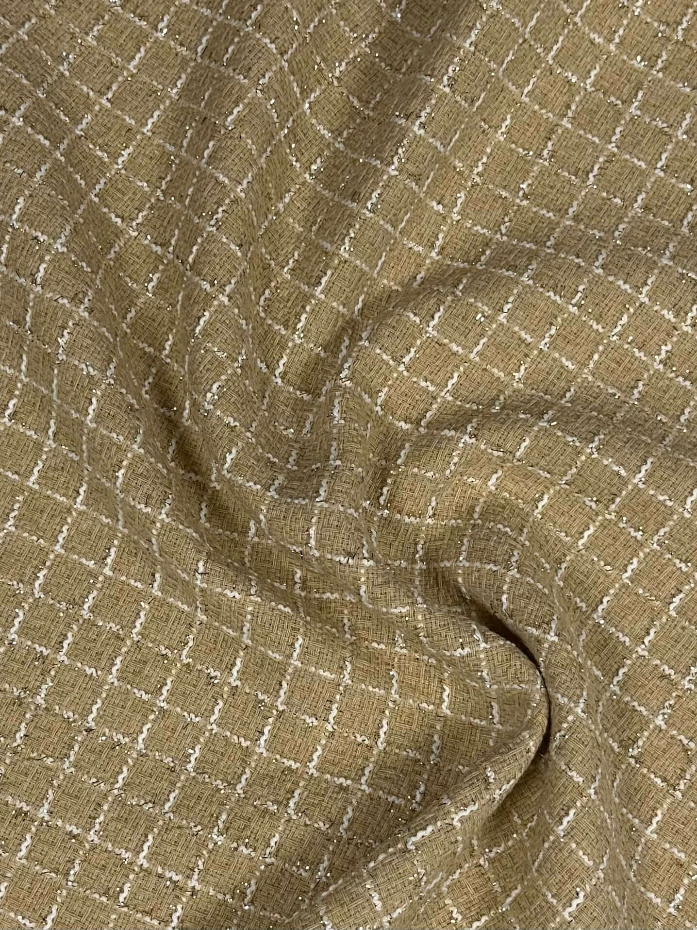 Mustard Wool Tweed Fabric – Glitter Checked Coat Fabric - Whotex Fabrics London