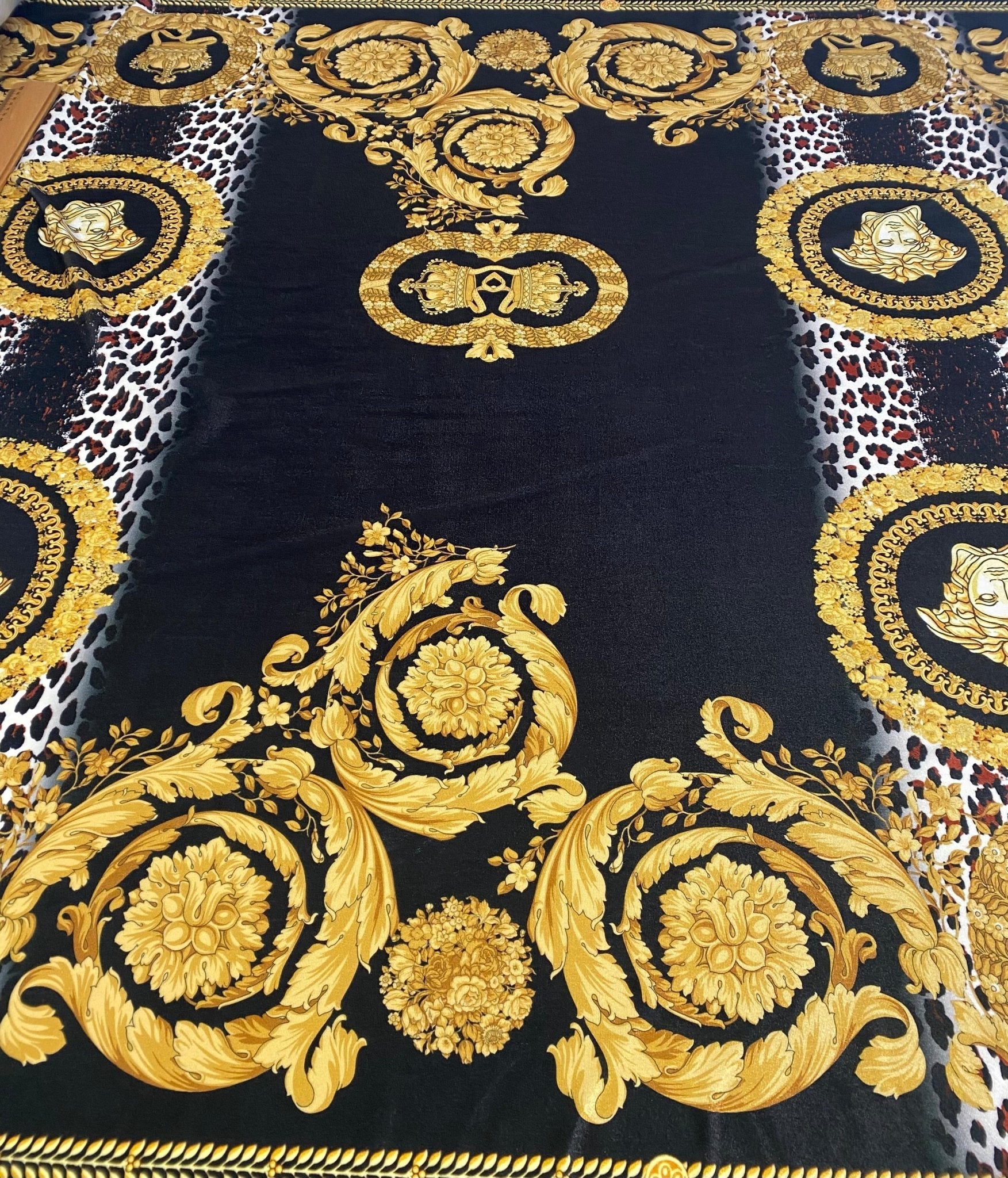 Navy Baroque Floral Fabric by the Metre - Whotex Fabrics London