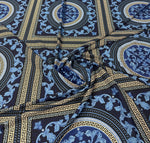Navy Blue Baroque Greek Key Fabric By Metre - Whotex Fabrics London