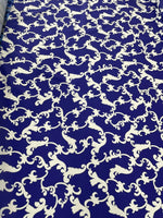 Navy Blue Fabric, Baroque Pattern High Quality Fabric - Whotex Online Fabric Store