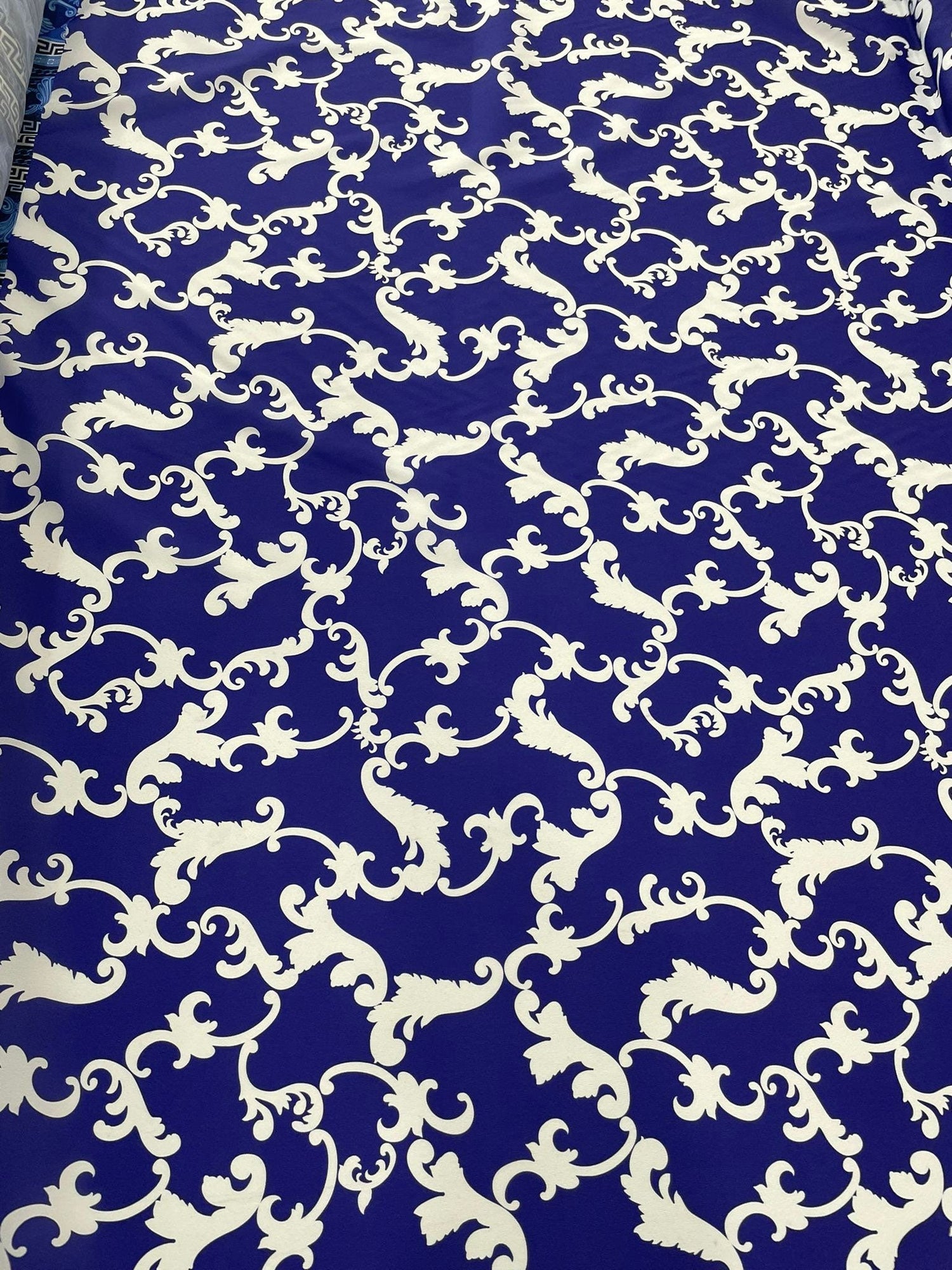 Navy Blue Fabric, Baroque Pattern High Quality Fabric - Whotex Online Fabric Store
