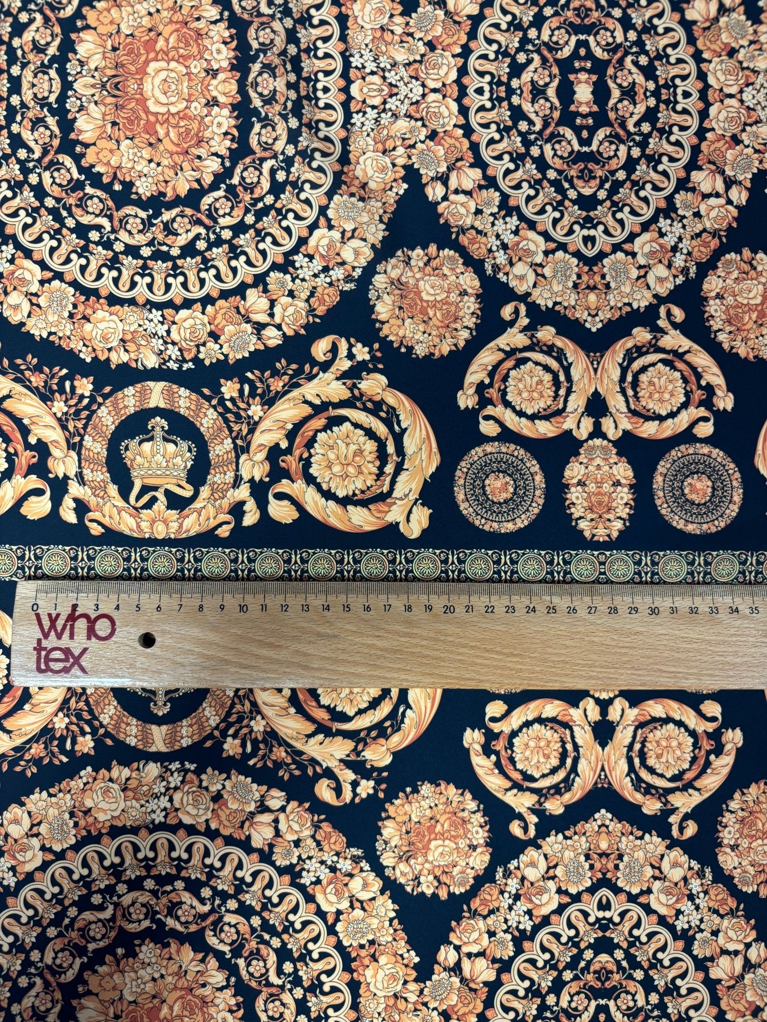 Navy Chiffon Satin Fabric by the Metre – Baroque Floral Medallion - Whotex Online Fabric Store