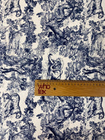 Navy Toile de Jouy Fabric by the Metre - Whotex Fabrics London