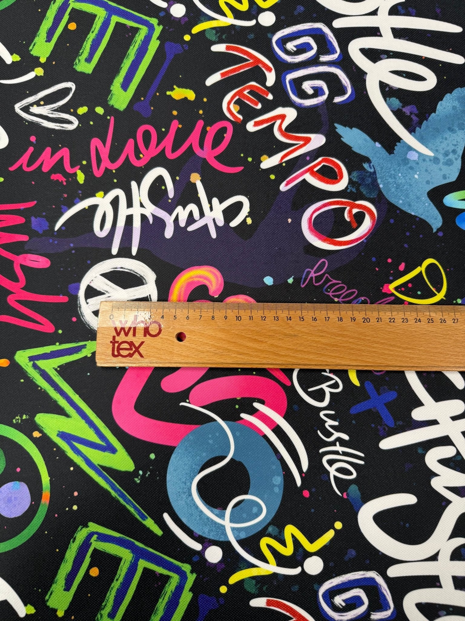 Neon Graffiti Upholstery Fabric - Whotex Fabrics London