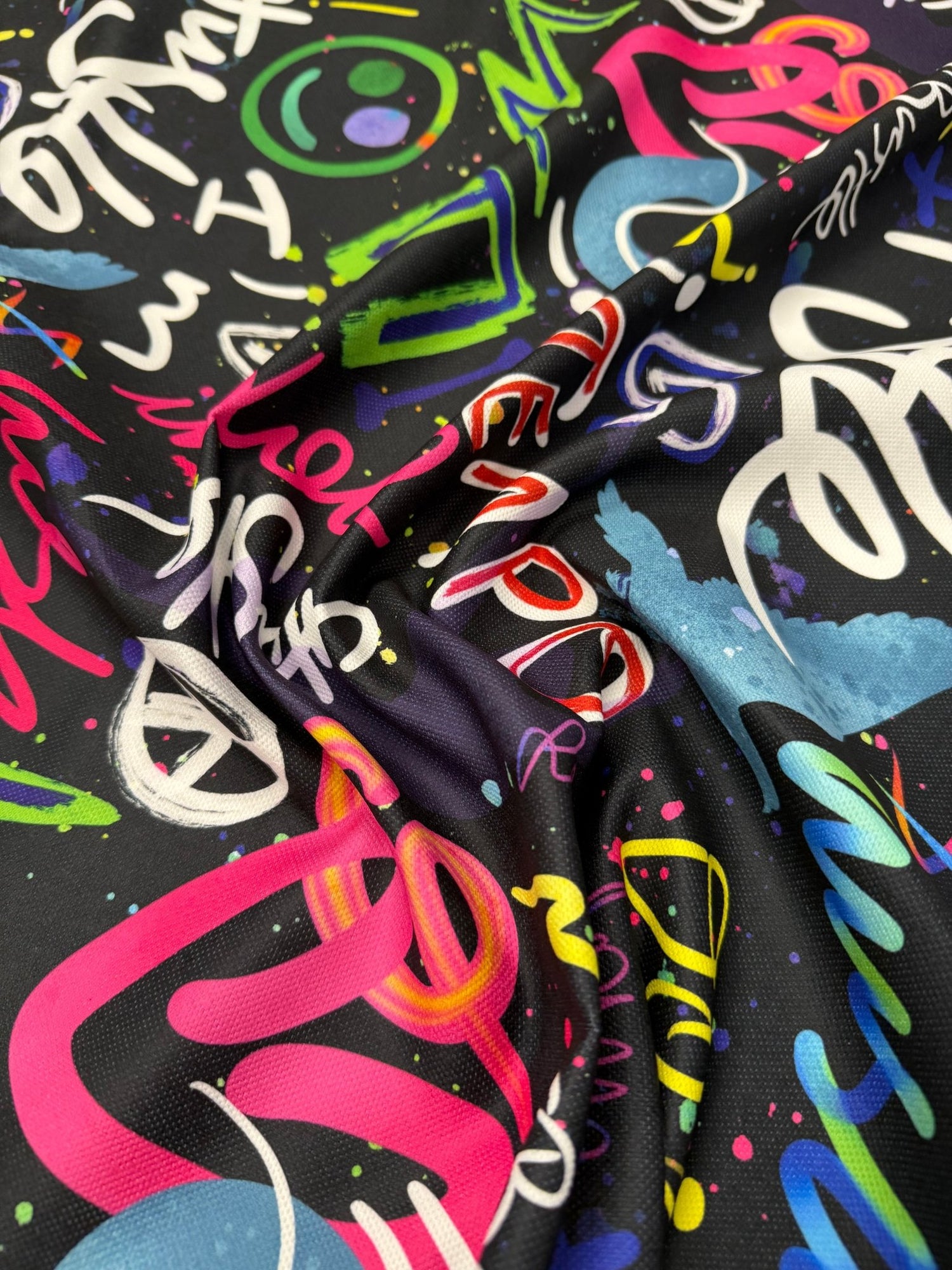 Neon Graffiti Upholstery Fabric - Whotex Fabrics London