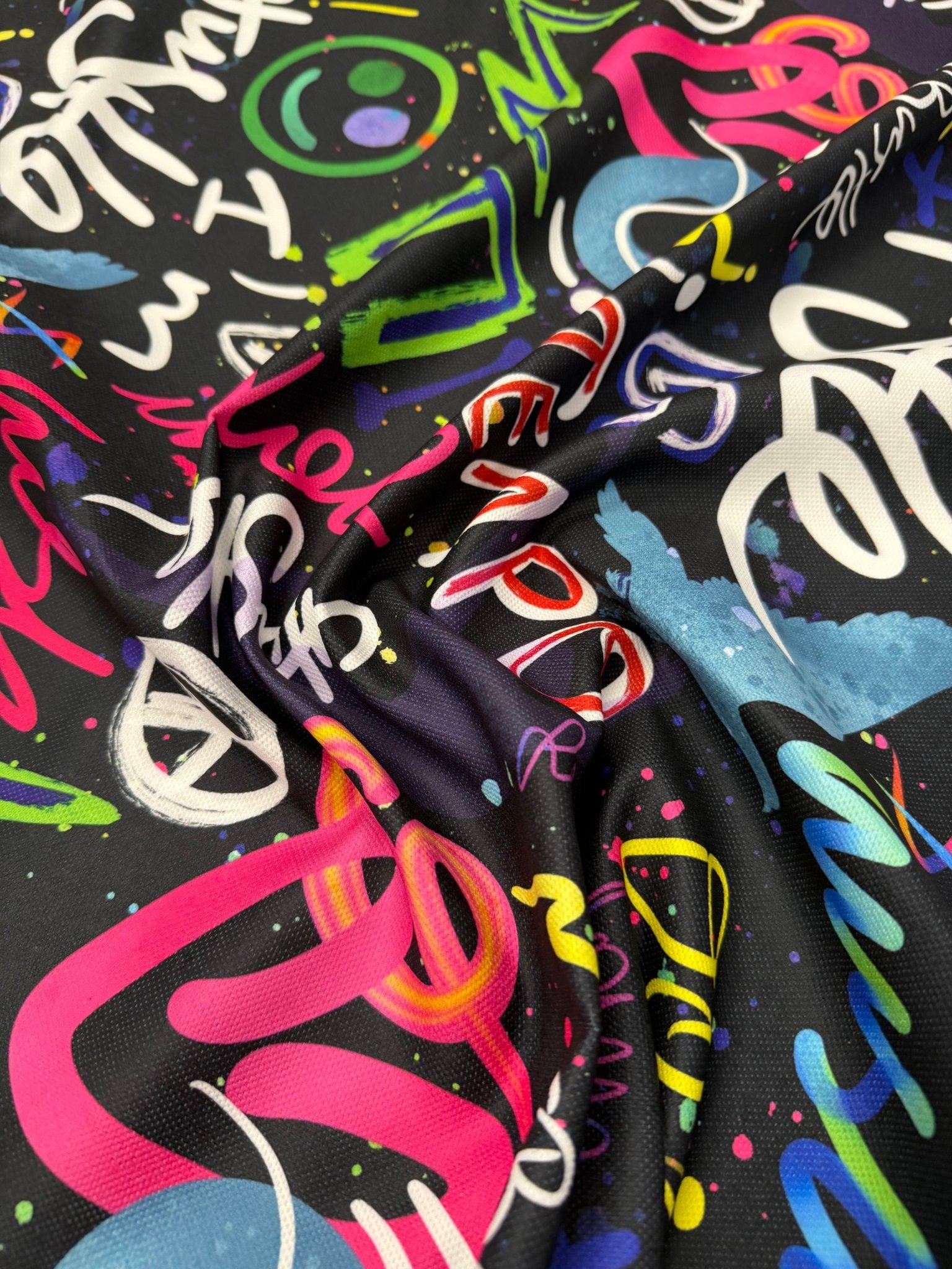 Neon Graffiti Upholstery Fabric - Whotex Fabrics London