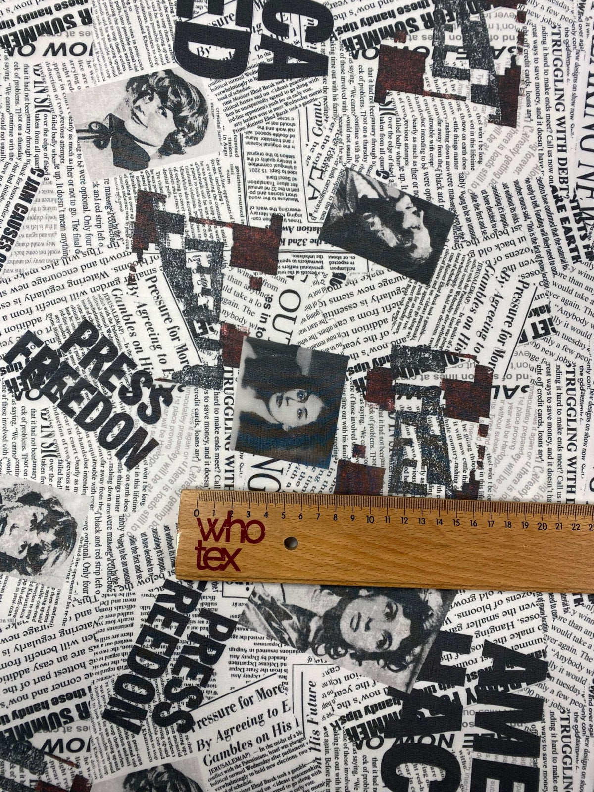 Newspaper Print Chiffon Fabric by the Metre - Whotex Fabrics London