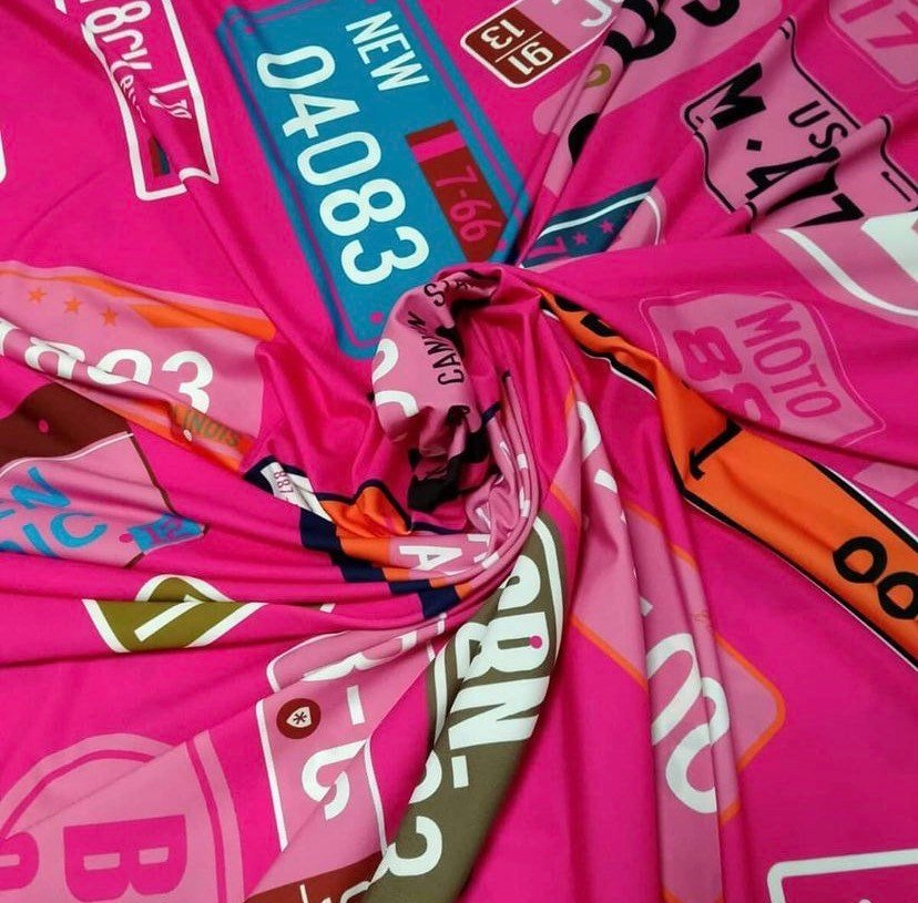 Number Plate Pattern Pink Fabric, - Whotex Online Fabric Store