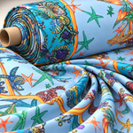 Ocean Print Lycra Stretch Fabric by the Metre - Whotex Fabrics London