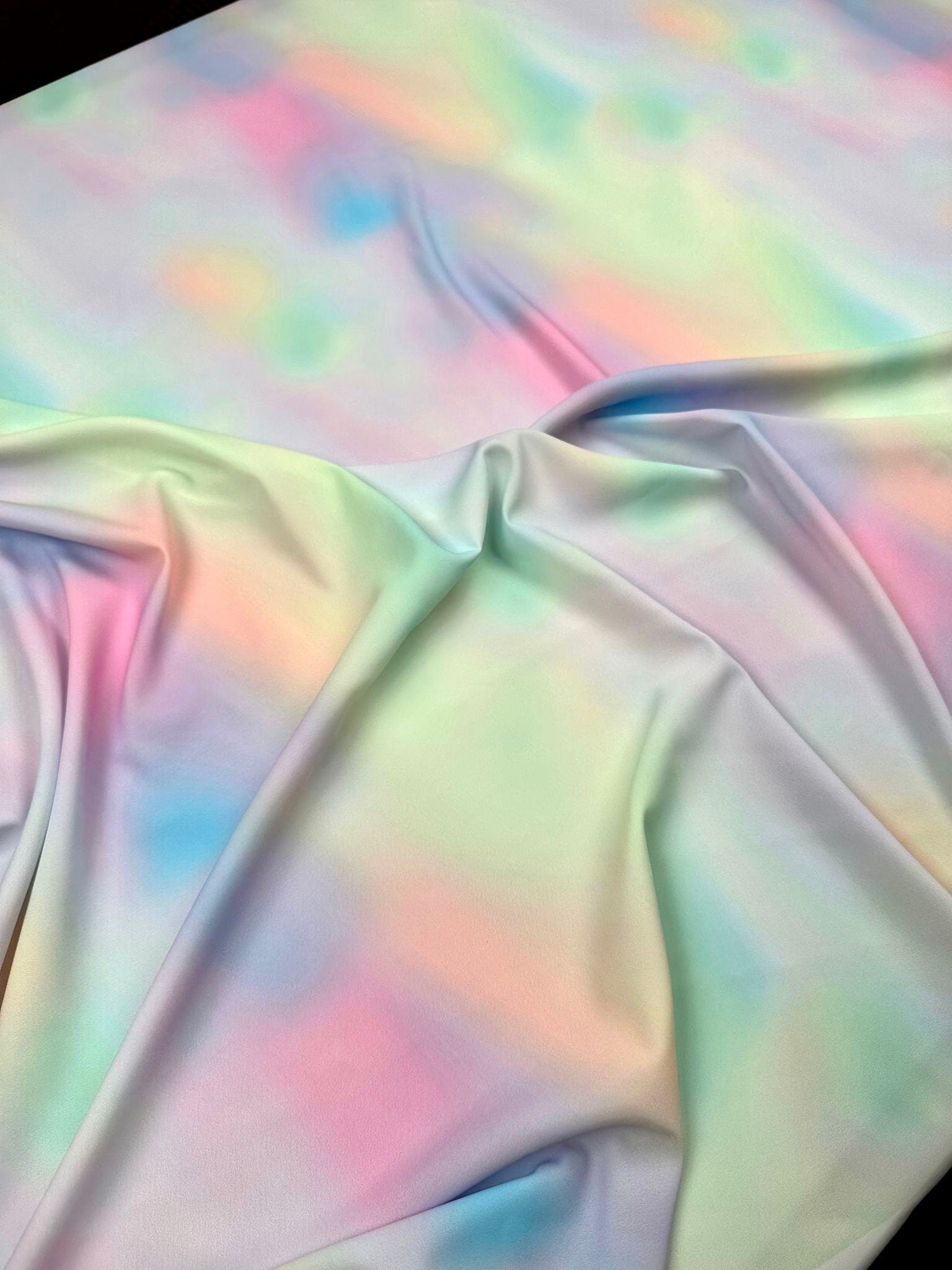 Ombre Pattern Silky Satin Fabric, Colorful Sky Pattern Fabric, - Whotex