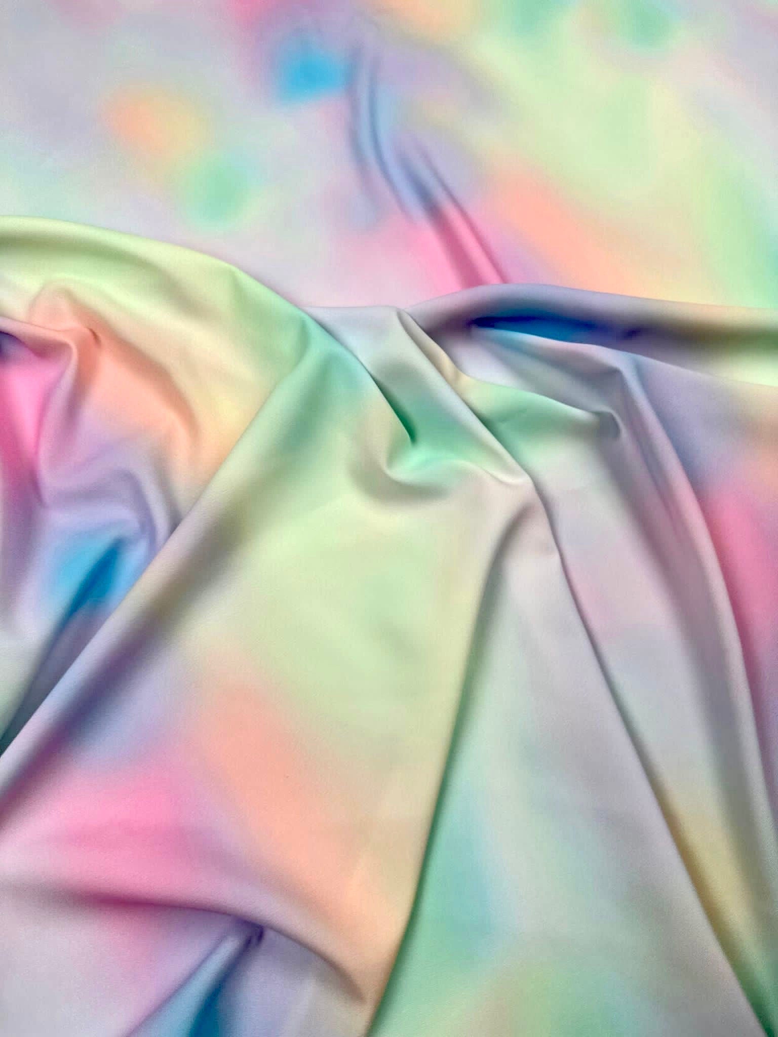 Ombre Pattern Silky Satin Fabric, Colorful Sky Pattern Fabric, - Whotex