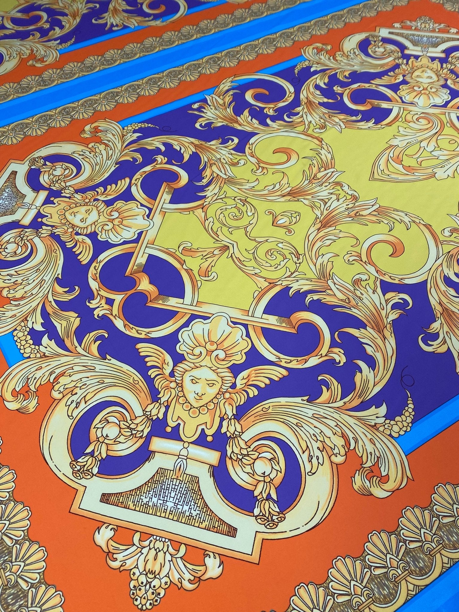 Orange & Blue Baroque Crepe Fabric by the Metre – Fashion - Whotex Online Fabric Store