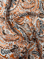 Orange & Brown Paisley Print Fabric by the Metre | Dressmaking - Whotex Fabrics London