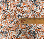 Orange & Brown Paisley Print Fabric by the Metre | Dressmaking - Whotex Fabrics London
