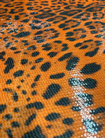 Orange Leopard Print Sequin Fabric, 2 - Way Stretch Sequin Fabric By The Yard - Whotex Online Fabric Store