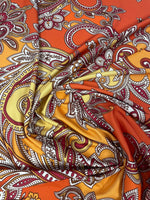 Orange & Pink Paisley Fabric by the Metre – Vibrant Design - Whotex Fabrics London