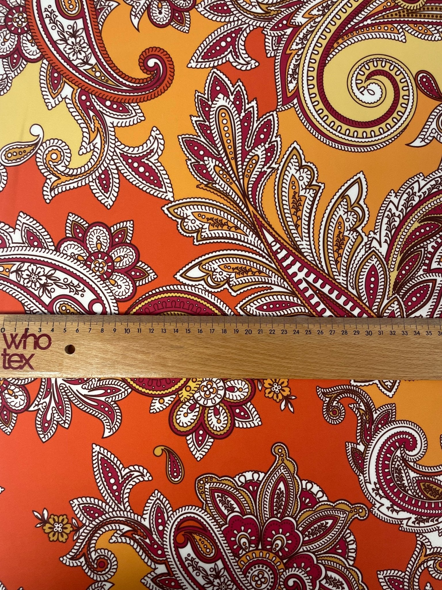 Orange & Pink Paisley Fabric by the Metre – Vibrant Design - Whotex Fabrics London
