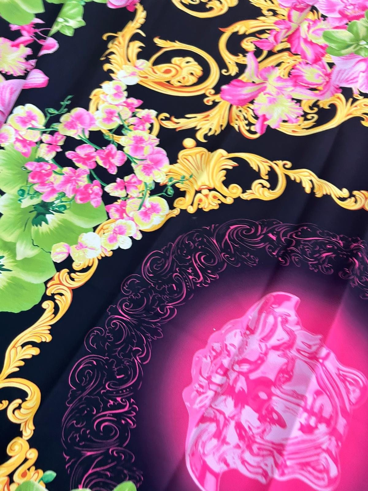 Orchid Floral Pattern Fabric, Swirl print Fabric - Whotex Online Fabric Store