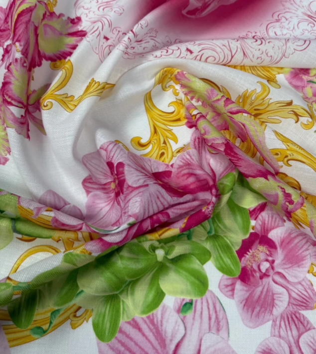 Orchid Swirl Print Fabric by Metre - Whotex Fabrics London
