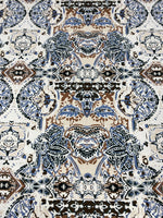 Ornamental Ethnic Print Fabric in Blue, Brown, and Beige - Whotex Online Fabric Store
