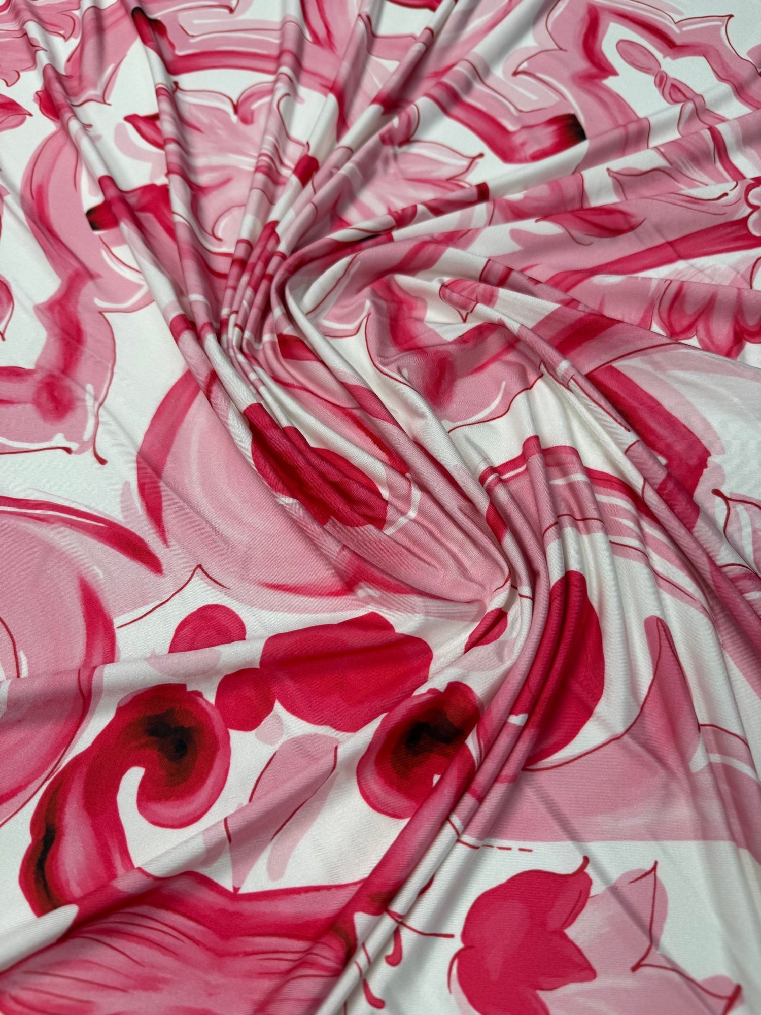 Ornamental Print Stretch Spandex Fabric by the Metre - Whotex Fabrics London