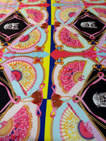 Ornate Fan Crepe Fabric by the Metre - Whotex Fabrics London