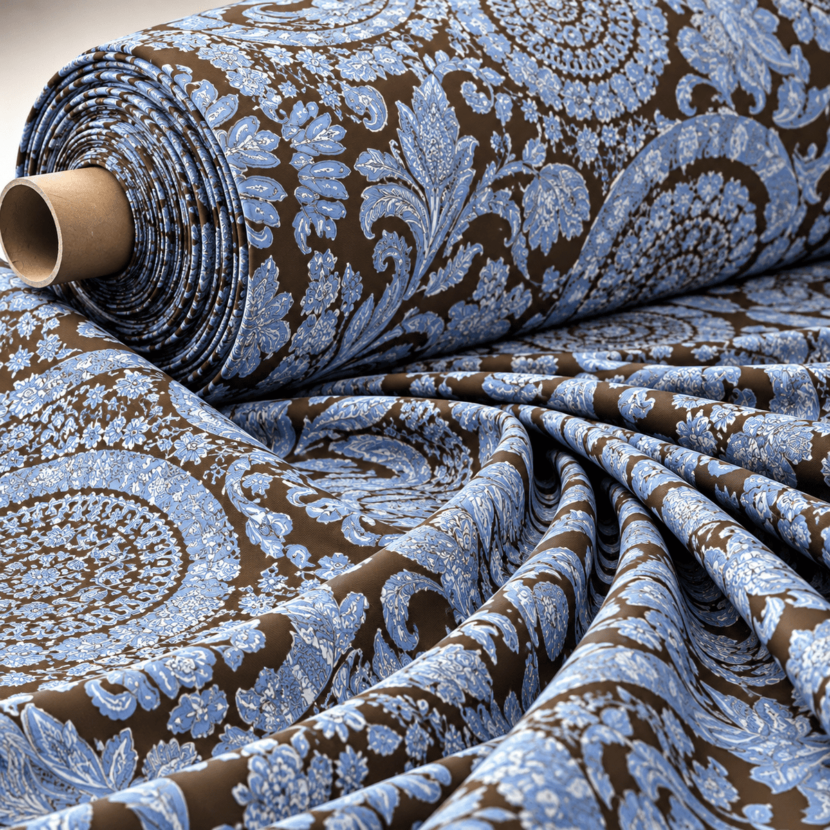 Ornate Medallion Satin Fabric by the Metre - Whotex Fabrics London