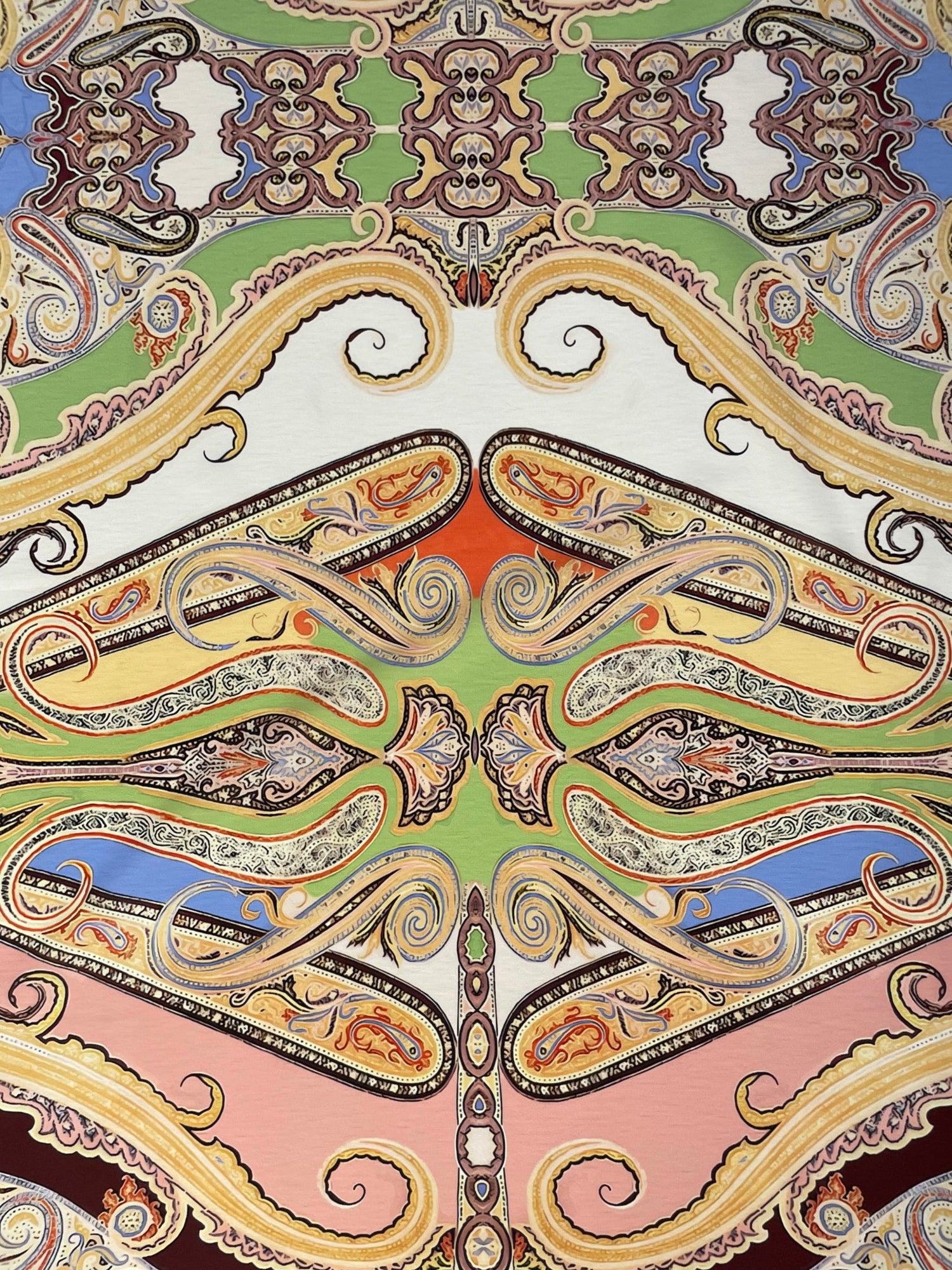 Ornate Paisley Fabric – Multicolor Vintage Bohemian Textile with Baroque Details - Whotex Online Fabric Store