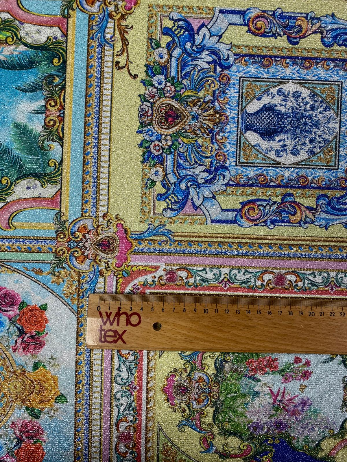 Ornate Panel Lurex Fabric by the Metre - Whotex Fabrics London