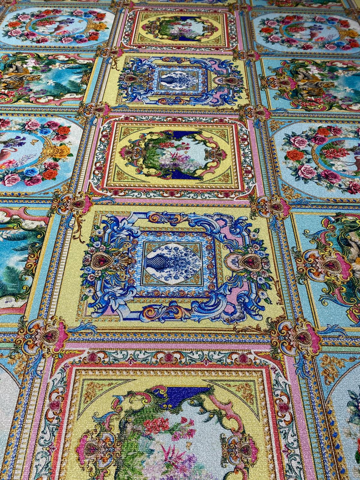 Ornate Panel Lurex Fabric by the Metre - Whotex Fabrics London