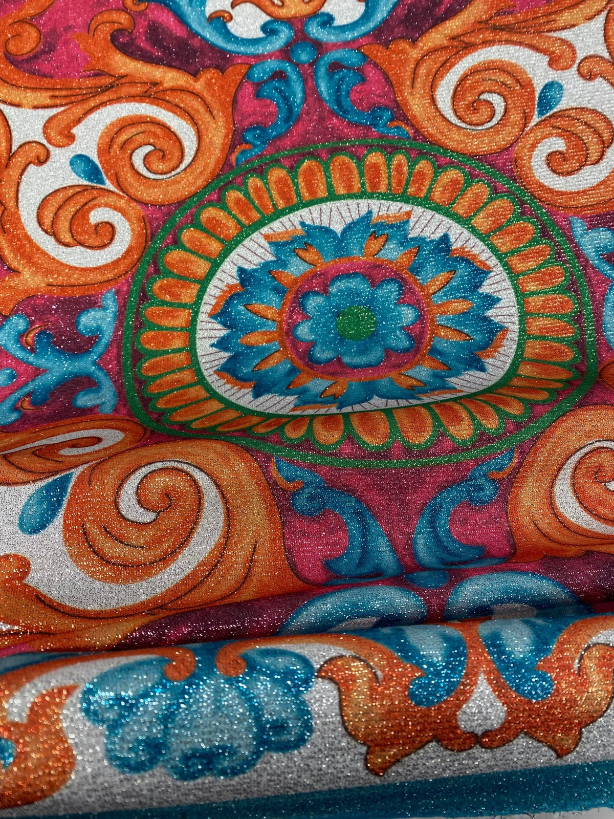 Ornate Panel Lurex Fabric by the Metre - Whotex Fabrics London